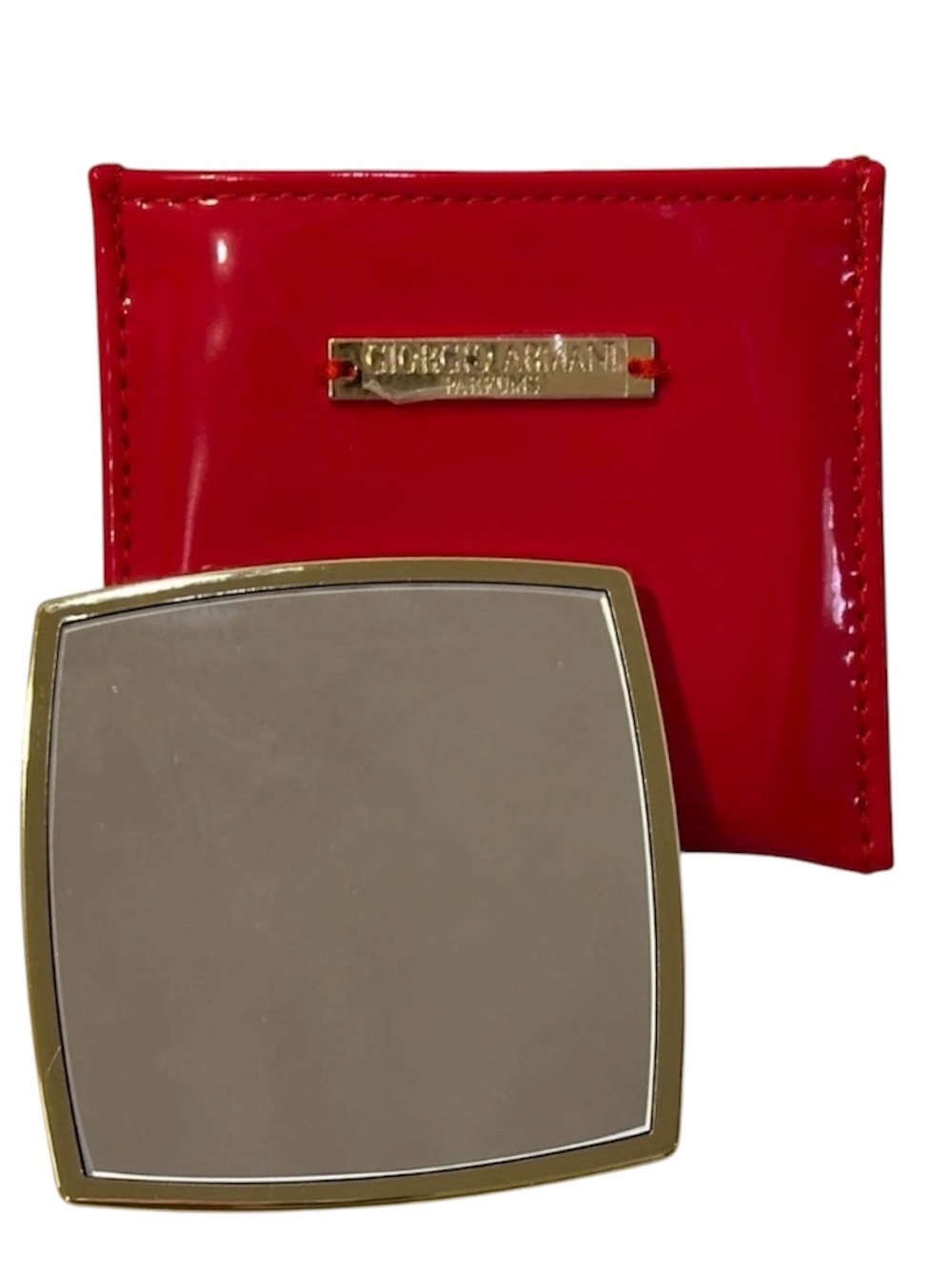 Vintage Giorgio Armani Red Patent Compact Mirror with Case New in Box